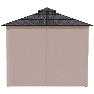 Outsunny 3 x 3 (m) Outdoor Polycarbonate Gazebo, Double\'c2\'a0Roof Hard Top Gazebo with\'c2\'a0Galvanised Steel Frame, Nettings\'c2\'a0&\'c2\'a0Curtains for Garden, Lawn, Patio and Deck, Khaki 