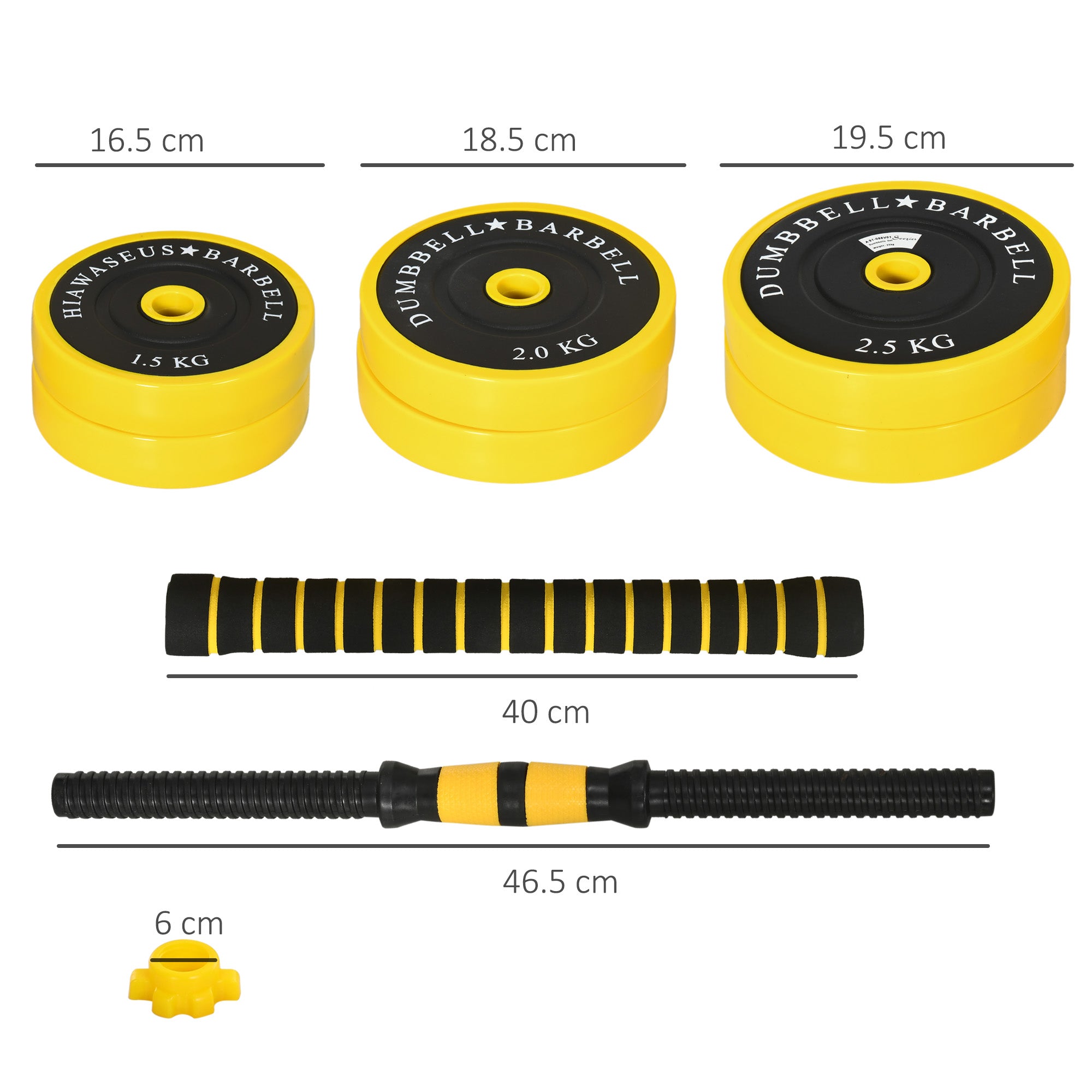 HOMCOM 25KG Dumbbell & Barbell  Adjustable Set Plate Bar Clamp Rod Home Gym Sports Area Exercise Ergonomic 