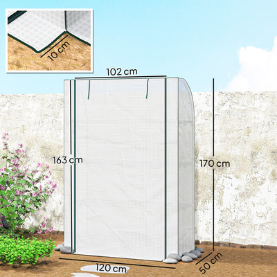 Outsunny Mini Greenhouse with Reinforced PE Cover, Portable Indoor Outdoor Green House with Roll-up Door, 170 x 120 x 50cm, White 