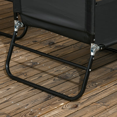 Outsunny Set of Two Metal Frame Folding Sun Loungers - Black 