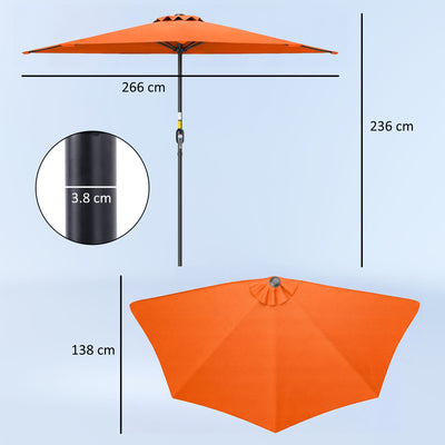 Outsunny Half Round Parasol Umbrella - Orange 