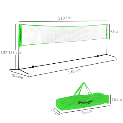 SPORTNOW Badminton Net Set, Height Adjustable Net for Pickleball, Volleyball, Badminton, with 3 Shuttlecocks, 4 Rackets 