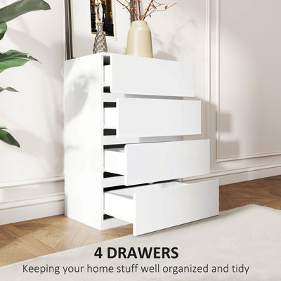 HOMCOM Chest of Drawers, 4-Drawer Storage Cabinets, Modern Dresser, Storage Drawer Unit for Bedroom 