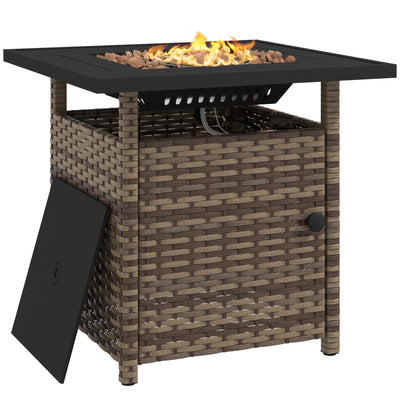 Outsunny 72.5 x 72.5cm 50,000 BTU Fire Pit Table, with Cover - Brown 