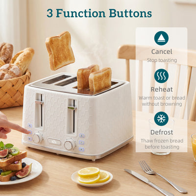 HOMCOM Kettle and Toaster Set, 1.7L 3000W Rapid Kettle with Strix Thermostat, 4 Slice Toaster with 7 Browning Controls, Cream 