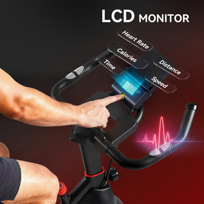 SPORTNOW Exercise Bike, Stationary Bike with Adjustable Magnetic Resistance, Indoor Cycling Equipment with LCD Display 
