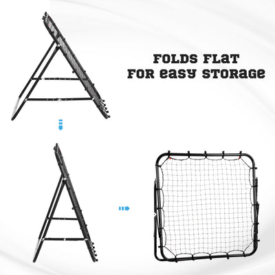 HOMCOM Rebounder Net, Practise Kickback Goal, for Teens, Adults Training - Black 