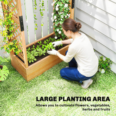 Outsunny Fir Wood 110 x 44 cm Planter and Trellis Garden Bed 