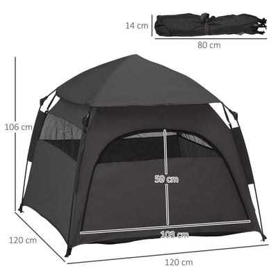 PawHut Foldable Dog Cat Tent with Water-Resistant Oxford, Carry Bag for Extra Large Dog, Charcoal Grey 