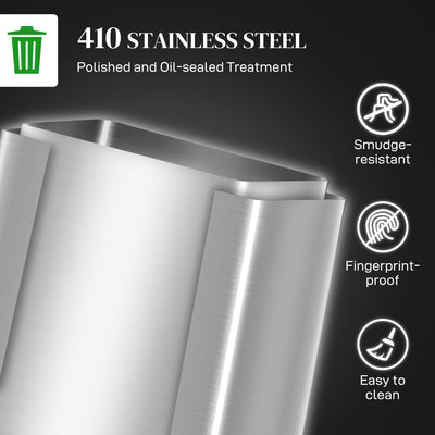 HOMCOM 60L Dual Compartment Stainless Steel Bin, with Deodoriser Holders - Silver Tone 