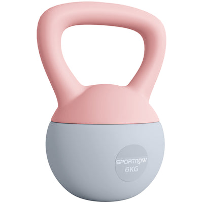 SPORTNOW 6KG Soft Kettlebell, Kettlebell with Non-Slip Handle for Home Gym, Weight Lifting, Strength Training, Pink/Grey 