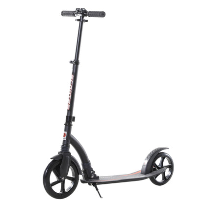 HOMCOM Foldable Kick Scooter with Double Shock Absorption and Big Wheels, Height Adjustable Aluminium Frame Big Wheel Scooter for 14+ Teens Adult - Black 