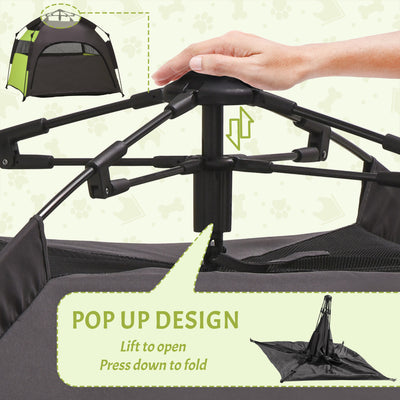 PawHut Foldable Dog Cat Tent with Water-Resistant Oxford, Carry Bag for Extra Large Dog, Green 