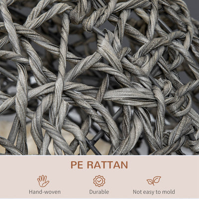 PawHut Rattan Elevated Cat Bed House Kitten Basket Ball Shaped Pet Furniture w/ Removable Cushion - Silver-Tone and Grey 