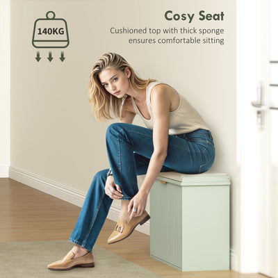 HOMCOM Elegant Six Shoe Bench, with Top Seat - Green 