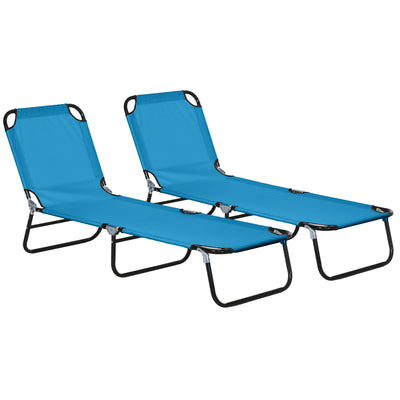 Outsunny Garden Sun Lounger, with Five-Position Back - Sky Blue 