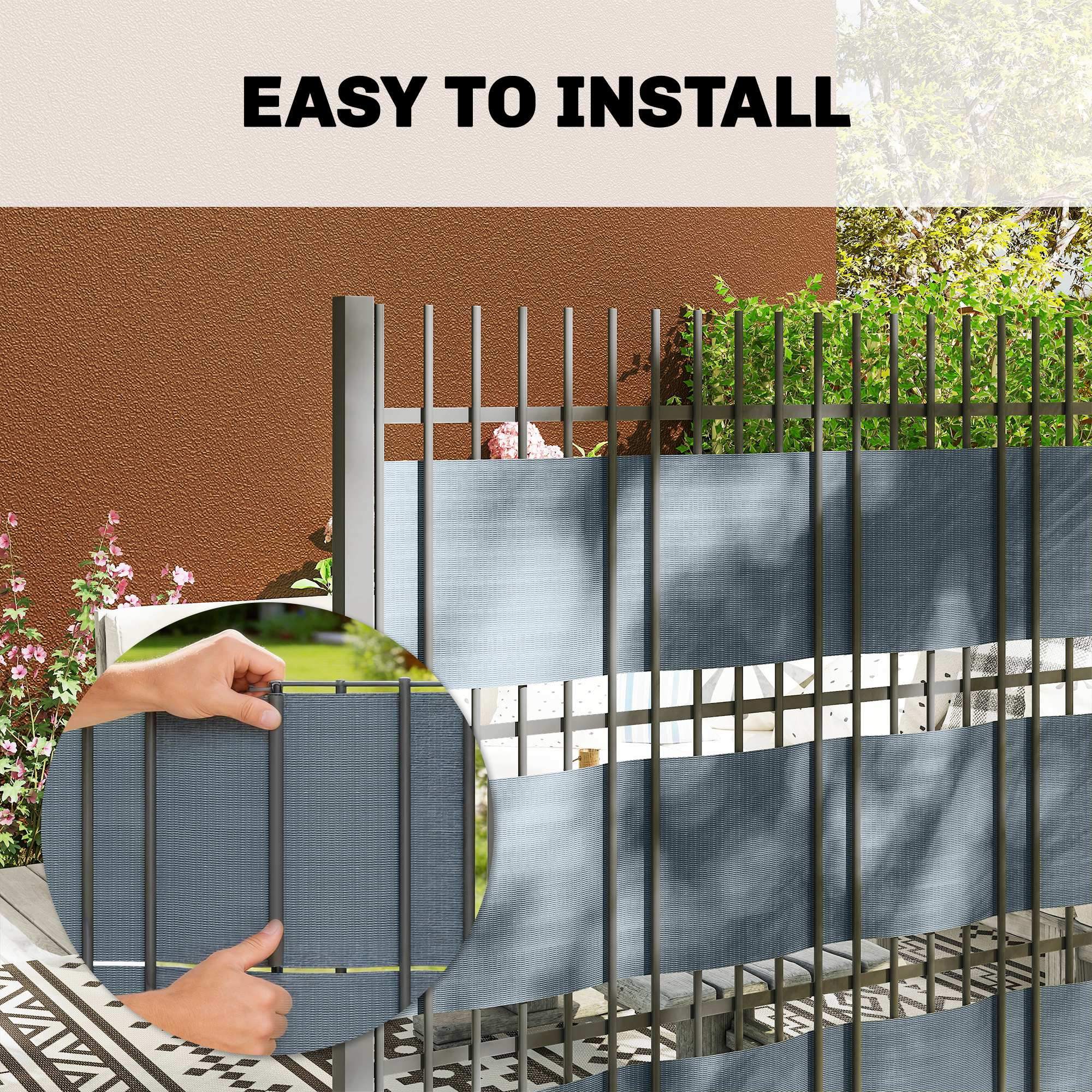 Outsunny 2Pcs Privacy Garden Screen Fence, UV Resistant Waterproof Windbreak Fencing, 35mx19cm, Grey 