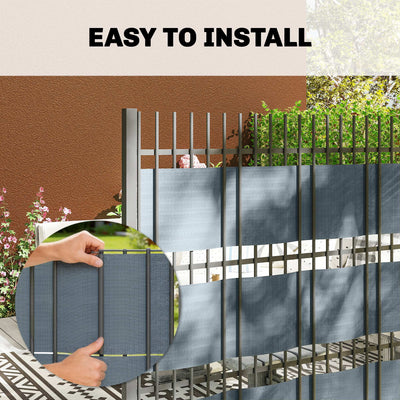 Outsunny 2Pcs Privacy Garden Screen Fence, UV Resistant Waterproof Windbreak Fencing, 35mx19cm, Grey 