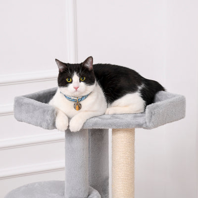 PawHut Cat Tree for Indoor Cats Kitten Tower Multi-level Activity Centre Pet Furniture with Scratching Post Condo Hanging Ropes Plush Perches Grey 