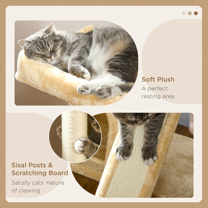 PawHut Sisal Cat Rest & Play Activity Tree w/ 2 House Cream White 