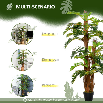 Outsunny Artificial Plant Tropical Palm in Pot, Fake Plants for Home Indoor Outdoor Decor, 150cm, Green 