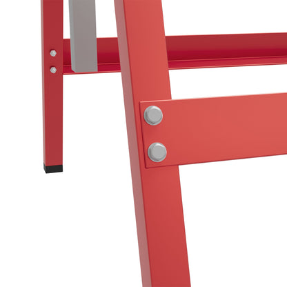 HOMCOM Set of 2 Adjustable Telescopic Builders Trestle, DIY Steel Work Bench Carpenter, Folding Saw Horse Tools Red 