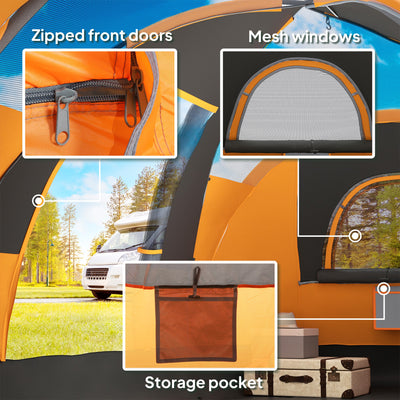 Outsunny 5-6 Man Dome Camping Tent - Orange 