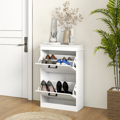 HOMCOM Two-Drawer Minimalistic Shoe Storage Cabinet, for 10 Shoes 