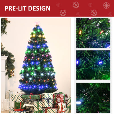 HOMCOM 5FT Pre-Lit Artificial Christmas Tree w/ Lights Star Topper Metal Base Home Seasonal Decoration 