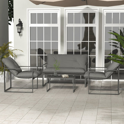 Outsunny Four-Piece Relaxed Back Garden Dining Set - Black/Grey 