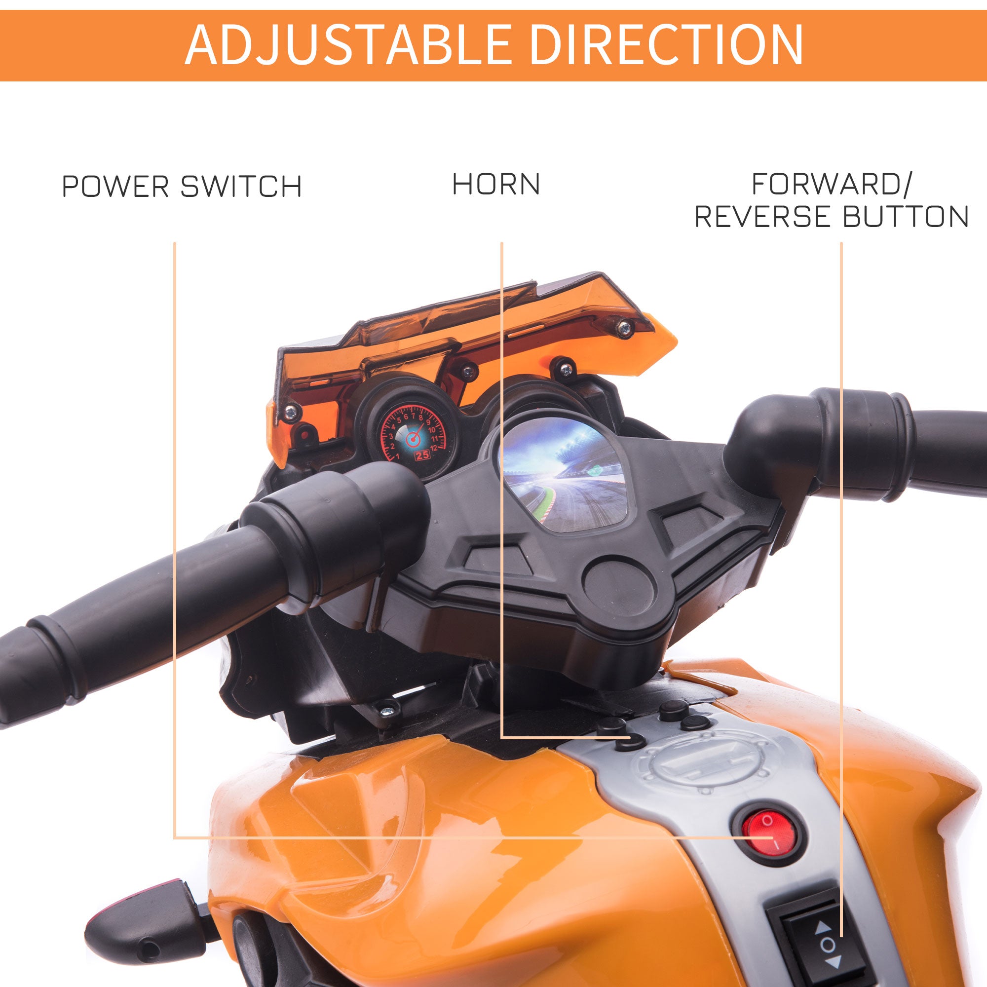 HOMCOM Kids Electric Motorbike 6V Ride on Motorcycle Vehicle w/ Lights Horn Sounds for 1.5-4 Years Old Orange 