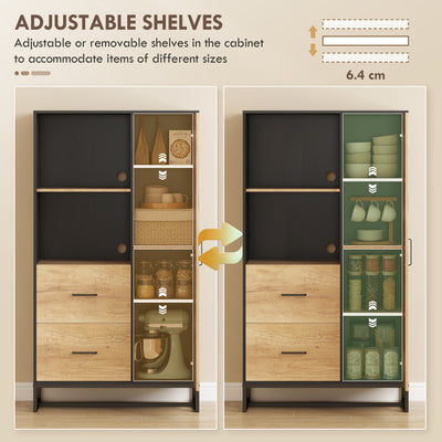 HOMCOM Tall Kitchen Cupboard, Freestanding Kitchen Pantry Cabinet with Adjustable Shelves, Drawers and Soft Close Door, 160cm 