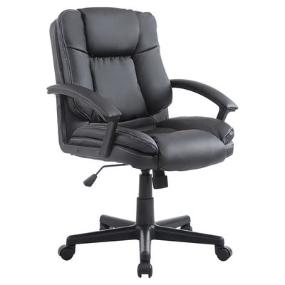 HOMCOM Office Chair, Computer Desk Chair, Mid Back Executive Chair with Adjustable Height and Swivel Rolling Wheels for Home Study, Black 