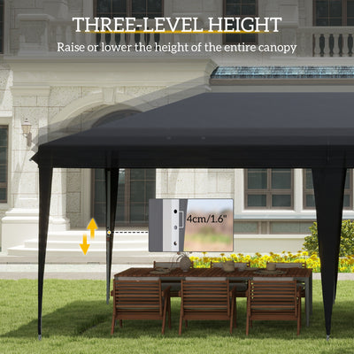 Outsunny Pop Up Gazebo, Double Roof Foldable Canopy Tent, Height Adjustable Wedding Awning Canopy w/ Carrying Bag, 6 m x 3 m x 2.65 m, Black 