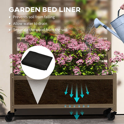 Outsunny Wooden Trellis Planter, Raised Garden Bed with Wheels, to Climb and Grow Vegetables, Herbs and Flowers, Brown 