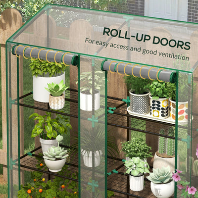 Outsunny 46 x 143cm Mini Lean-To Greenhouse, with Three Inner Shelves 