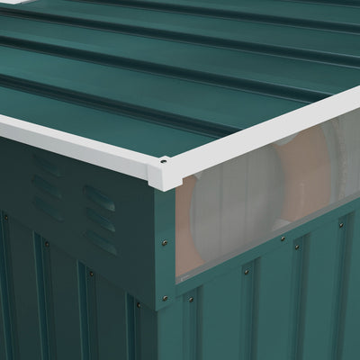 Outsunny 6.5 x 4FT Galvanised Metal Shed with Foundation Kit, Lockable Tool Garden Shed with Double Sliding Doors, Vents, Green 