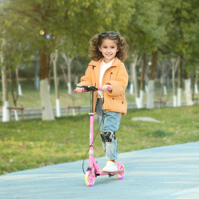 AIYAPLAY Scooter for Kids Ages 3-8 with Adjustable Handle, 2 Light up Wheels, Handbrake & Rear Brake for Girls and Boys, Pink 