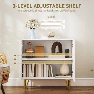 HOMCOM Modern Luxe High Gloss Sideboard, with Hairpin Legs - White 