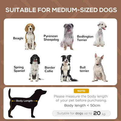 PawHut Raised Dog Bed Waterproof Elevated Pet Cot with Breathable Mesh UV Protection Canopy Coffee, for Medium Dogs, 76 x 61 x 73cm 