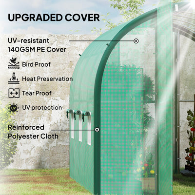 Outsunny 3 x 2(m) Polytunnel Greenhouse, with Windows and Doors - Green 