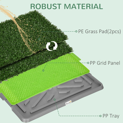 PawHut Artificial Grass Dog Toilet with Tray for Potty Training Indoor Outdoor, 2 Packs, 67 x 41cm 