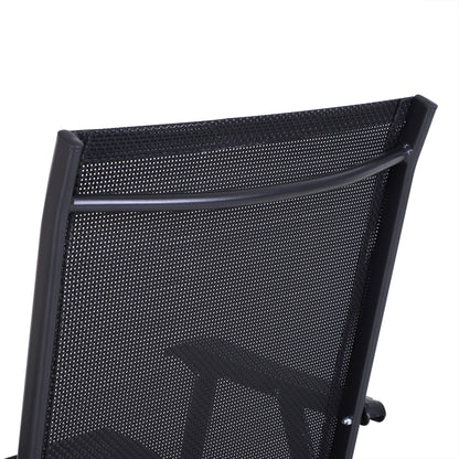 Outsunny Steel Frame Set of 2 Foldable Outdoor Garden Chairs Black 