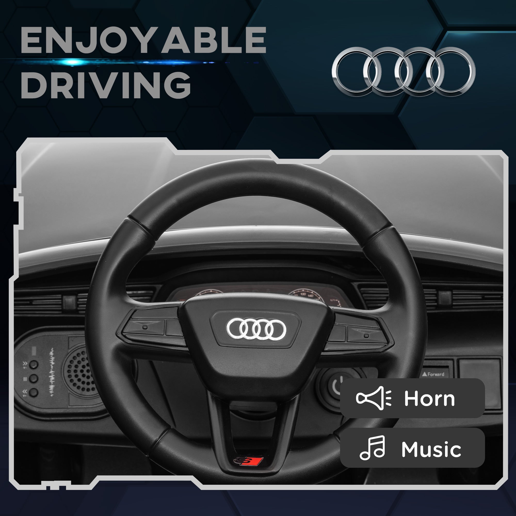 AIYAPLAY Audi Q8 e-tron Sportback Licensed 12V Ride on Car w/ Remote, 4 Spring Suspension Wheels, Headlights, Music, Horn - Grey 