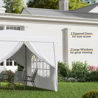 Outsunny 3 x 3m Pop Up Gazebo, Wedding Party Canopy Tent Marquee with Carry Bag and Windows, White 