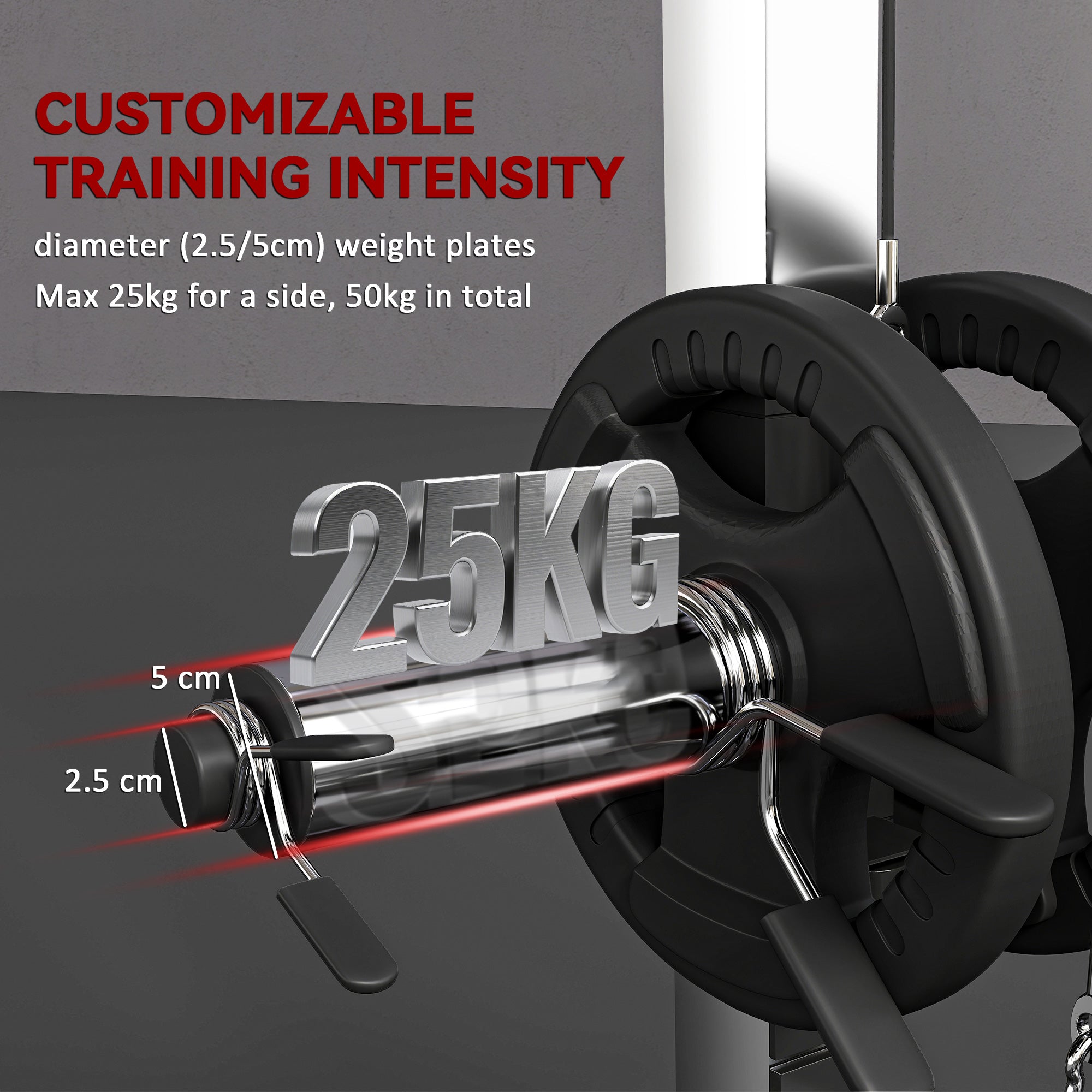 SPORTNOW Power Cage Power Rack with 15-Level Squat Rack, Cable Pulley System, Lat Pulldown & Pull Up Bar 