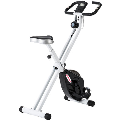 SPORTNOW Folding and Quiet Exercise Bike with 8-Level Magnetic Resistance and Heart Rate Sensor, for Home Gym, Black and White 