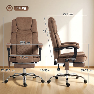 HOMCOM Office Chair with 6-Point Vibration Massage and Heat, Executive Computer Desk Chair with High Back, Reclining, Brown 
