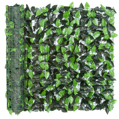Outsunny Artificial Leaf Hedge Screen Privacy Fence Panel for Garden Outdoor Indoor Decor 3M x 1M Light Green and Dark Green 