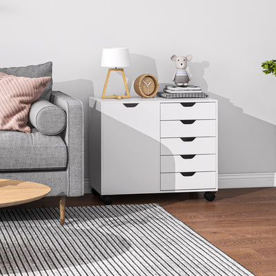 HOMCOM Multi-Storage Mobile Office Storage Cabinet - White 